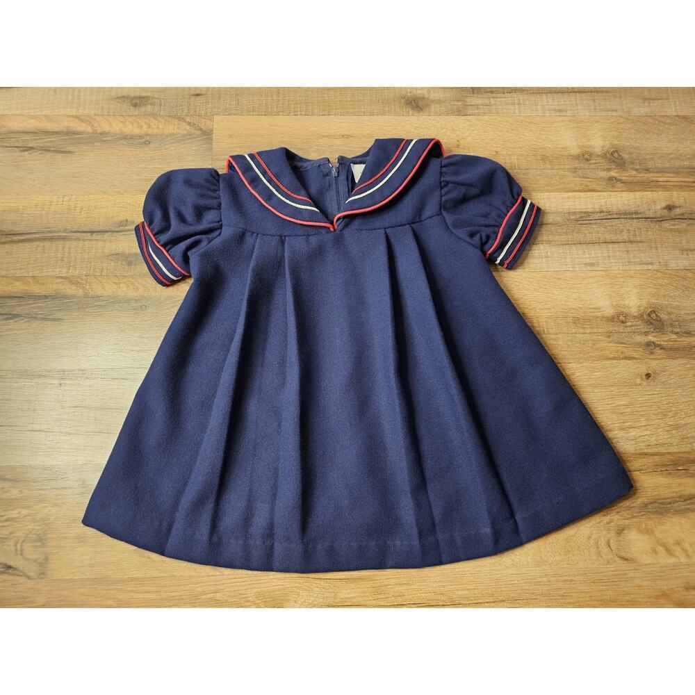 Little Bitty 1980's Vintage Sailor Dress Baby Girl 18 Months Made in USA‎